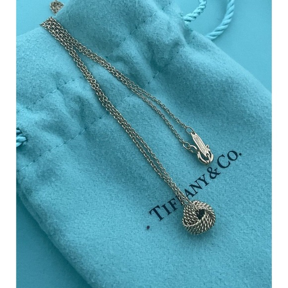 Tiffany & Co 18k Gold Mesh Twist knot Bead Ball 10mm Necklace 16” - Picture 11 of 12
